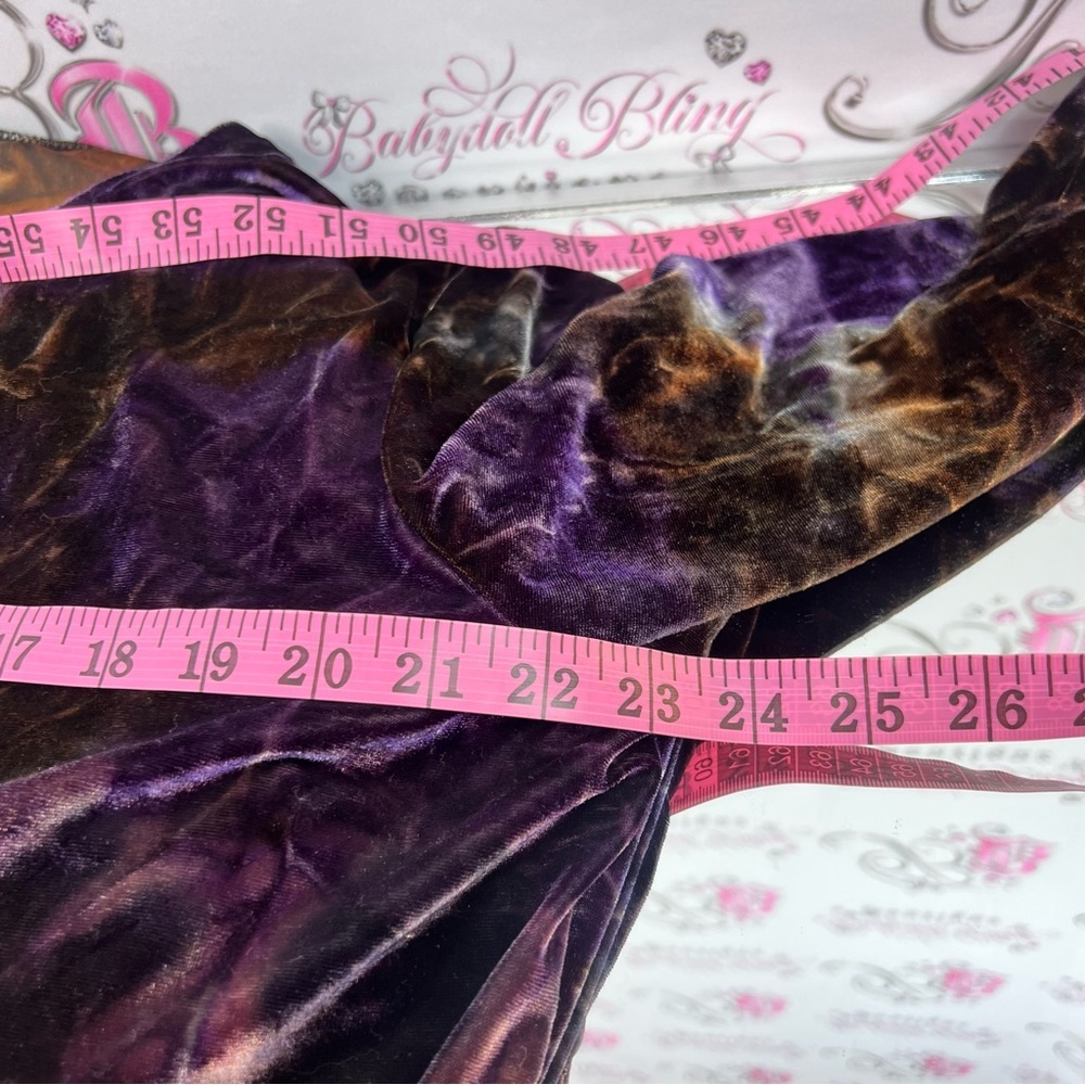 Chagall long sleeve tie dye soft Chic Velvet Long Sleeve Top in Purple and Brown - Picture 10 of 11